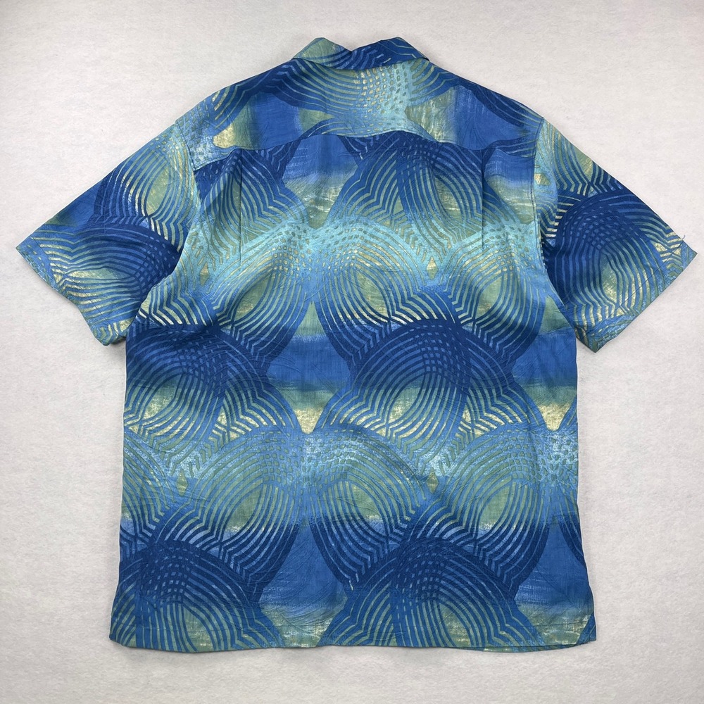 NEW! Tommy Bahama Cloud & Clear Blue Silk Abstract Palm Print Shirt Mens L NWT - Picture 4 of 8